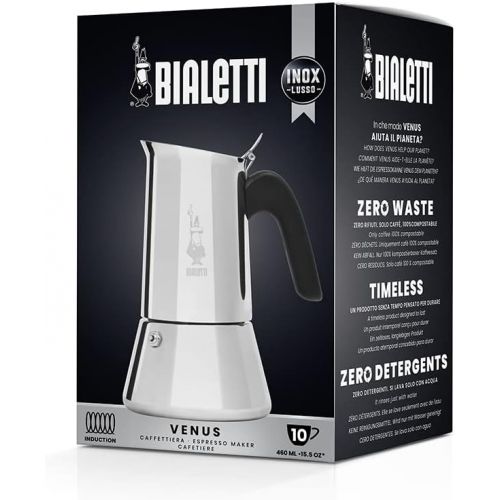  Bialetti Venus 4-Cup Stainless Steel Induction-Capable Stovetop Espresso Maker, Silver