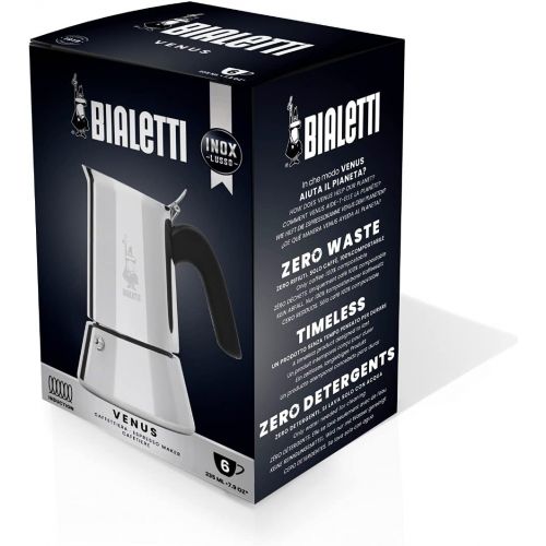  Bialetti Venus 4-Cup Stainless Steel Induction-Capable Stovetop Espresso Maker, Silver