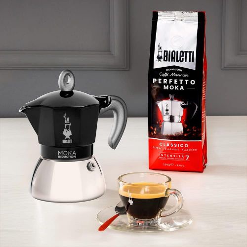  Bialetti - Moka Induction, Moka Pot, Suitable for all Types of Hobs, 2 Cups Espresso (2.8 Oz), Black