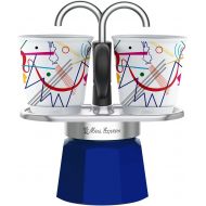 Bialetti - Mini Express Kandinsky: Moka Set includes Coffee Maker 2-Cups (2.8 Oz), Light Blue, Aluminum