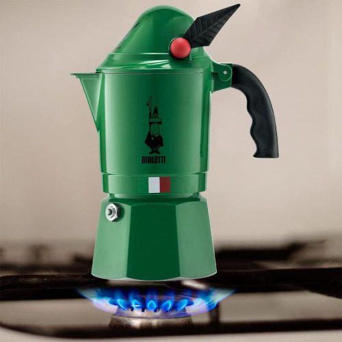  Bialetti - Moka Express Alpina: Iconic Stovetop Espresso Maker, Moka Pot 3 Cups (4.3 Oz - 130 Ml), Aluminium, Green