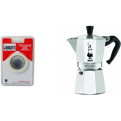  Bialetti 6800 Moka Express 6-Cup Stovetop Espresso Maker w/Replacement Gasket and Filter for 6 Cup