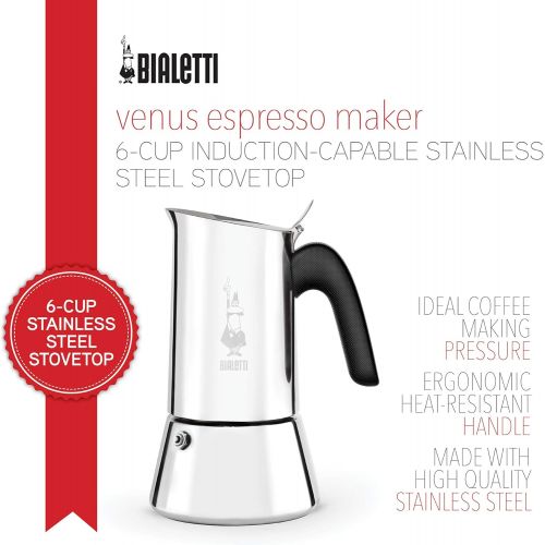  Bialetti venus Stovetop espresso coffee maker, 6 -Cup, Stainless Steel