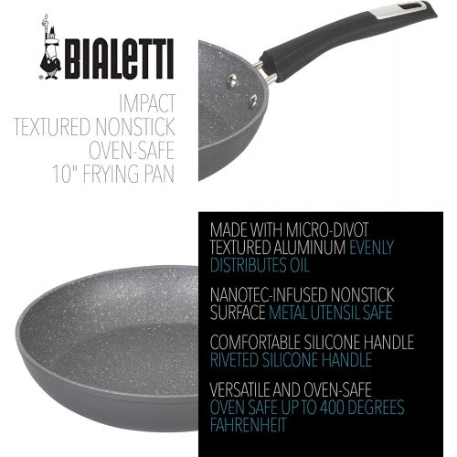  Bialetti Nonstick Impact 10 inch Frying pan, 10 in Saute, Gray