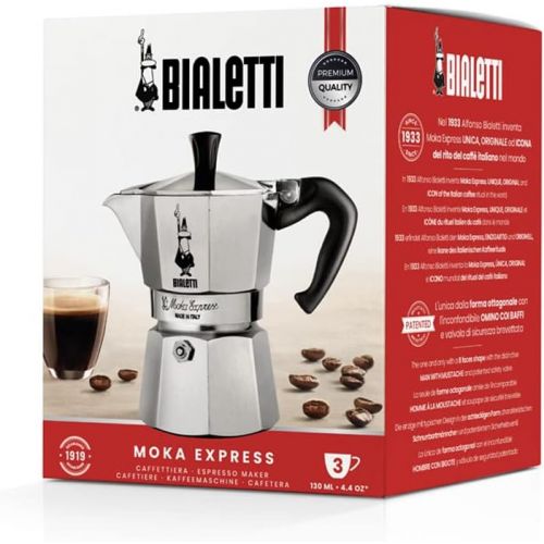  [아마존베스트]Bialetti Moka Express Stovetop Coffee Maker, 3-Cup, Aluminium