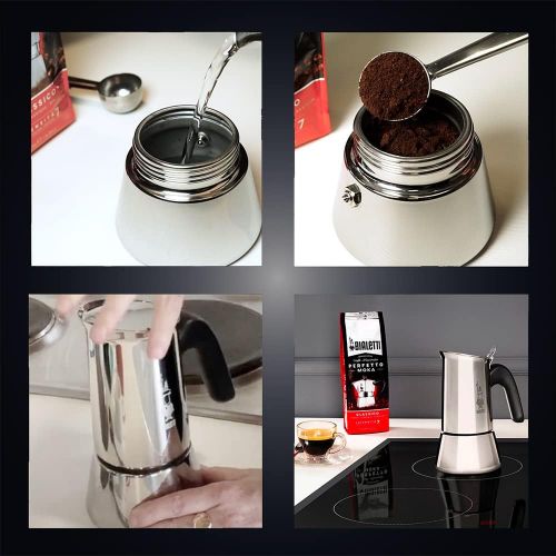  [아마존베스트]Bialetti New Venus Induction, Stovetop Coffee Maker, 18/10 Steel, 4-Cup Espresso, suitable for all types of hobs