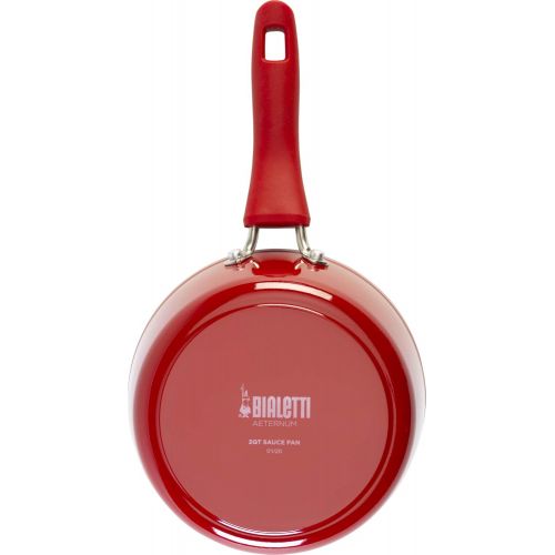  [아마존베스트]Bialetti Aeternum Nonstick White Ceramic Cookware, 2qt Sauce, Red & White