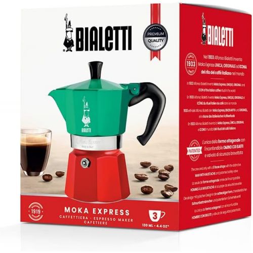  [아마존베스트]Bialetti Mocha Express Espresso Maker, green/red, 30 x 20 x 15 cm