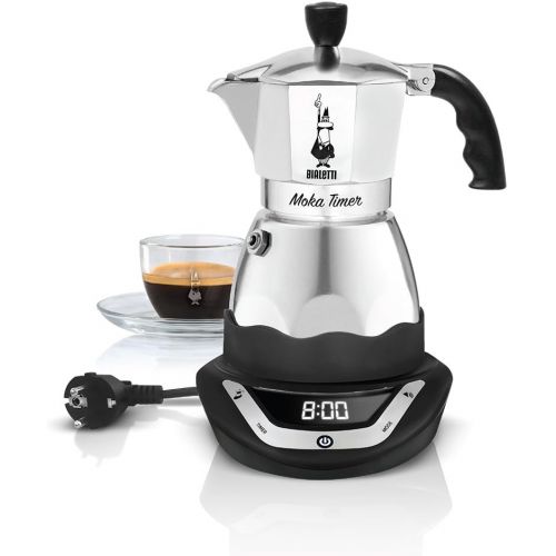 [아마존베스트]Bialetti 006093 Easy Timer Electric Espresso Maker for 6 Cups Stainless Steel Black / Grey