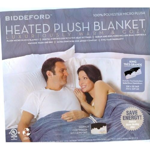  Biddeford 2024-905291-300 Electric Heated Knit MicroPlush Blanket, King, Brick