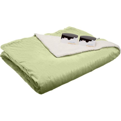  Biddeford 6003-9051136-635 Electric Heated Micro MinkSherpa Blanket, Queen, Sage