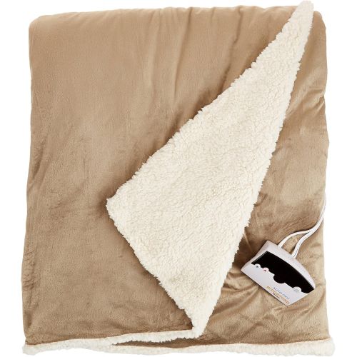  Biddeford 6003-9051136-635 Electric Heated Micro MinkSherpa Blanket, Queen, Sage