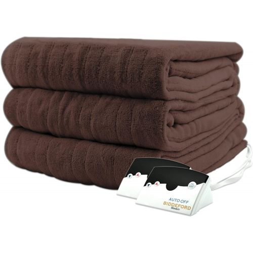  Biddeford 2023-905291-711 Electric Heated Knit MicroPlush Blanket, Queen, Chocolate