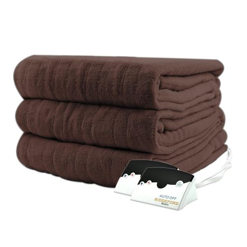  Biddeford 2023-905291-711 Electric Heated Knit MicroPlush Blanket, Queen, Chocolate