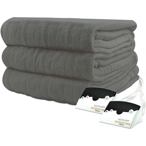  Biddeford 2023-905291-901 Electric Heated Blanket, Queen, Gray