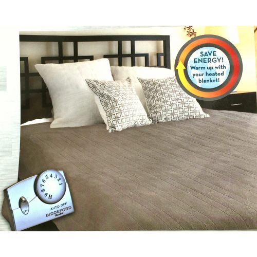  Biddeford Heated Blanket with 10 Heat Settings, 10 Hour Auto Shutoff and Ultra Thin Wire, TAUPE (QUEEN)