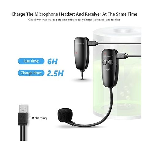  Wireless Microphone Headset, UHF Wireless Headset Mic System, 160 ft Range, Headset Mic And Handheld Mic 2 In 1, 1/8''&1/4'' Plug, For Speakers, Voice Amplifier, Pa System(Incompatible Phone, Laptop)