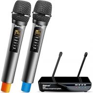 Bietrun Wireless Microphone with Echo/Treble/Bass, UHF 160ft Range, Dual UHF Cordless Dynamic Mic Handheld Microphone System for Home Karaoke, Meeting, Party, Wedding(Receiver with Bluetooth)