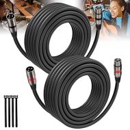 XLR Cables 25FT/8M 2 Packs, Premium Heavy Duty Balanced Microphone Cable with 3-Pin XLR Male to Female Microphone Cord Connector Compatible with Microphones,Mixer,Speaker Systems,Preamps and More