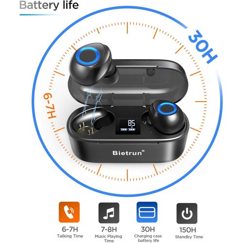  [아마존 핫딜]  [아마존핫딜]Bietrun Wireless Earbuds - Qualcomm 5.0 Auto Pairing,True Wireless Earbuds with 30H Playtime, No Delay Stereo Sound,IPX7 Waterproof and Built-in Mic,CVC 8.0 Acoustic Noise Reduction.