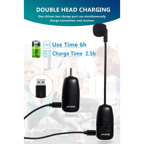  [아마존 핫딜] [아마존핫딜]Bietrun Wireless Microphone Headset, UHF Wireless Headset Mic System, 160ft Range, Headset Mic and Handheld Mic 2 in 1, 1/8 and 1/4 Plug, for Speakers, Voice Amplifier, PA System(Not Suppo