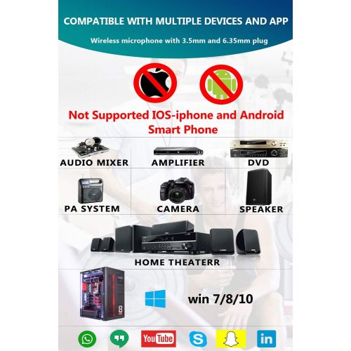  [아마존 핫딜] [아마존핫딜]Bietrun Wireless Microphone Headset, UHF Wireless Headset Mic System, 160ft Range, Headset Mic and Handheld Mic 2 in 1, 1/8 and 1/4 Plug, for Speakers, Voice Amplifier, PA System(Not Suppo