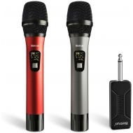[아마존 핫딜] [아마존핫딜]Bietrun Wireless Microphone, UHF Wireless Dual Handheld Dynamic Mic System Set with Rechargeable Receiver, 260ft Range, 6.35mm(1/4) Plug, for Karaoke, Voice Amplifier, PA System, Singing M