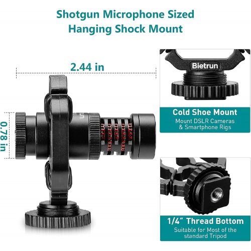  Camera Microphone for Canon Sony Nikon DSLR Camera with Suspension Shock Mount/Hairy Deadcat Windscreen, Bietrun External Cardioid Shotgun Mic for Tiktok YouTube Vlogging, Intervie