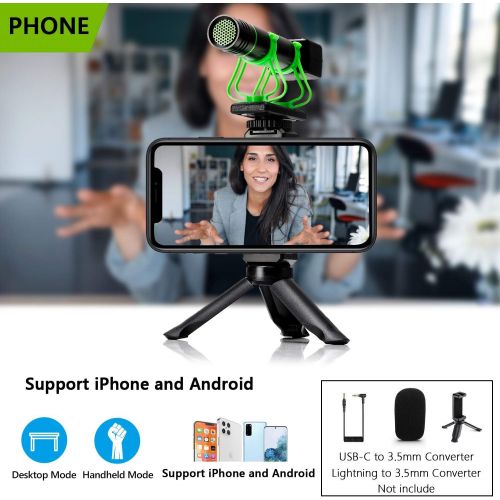  Bietrun Camera Shotgun Video Recording Microphone for Sony, Nikon, Canon DSLR Camera＆iPhone, Android phone, Rechargeable(Work 10 Hrs), with Windscreen, Tripod, Headphone Out, for Video, In