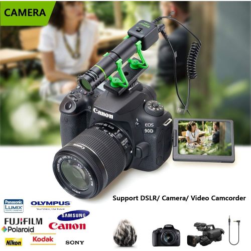  Bietrun Camera Shotgun Video Recording Microphone for Sony, Nikon, Canon DSLR Camera＆iPhone, Android phone, Rechargeable(Work 10 Hrs), with Windscreen, Tripod, Headphone Out, for Video, In