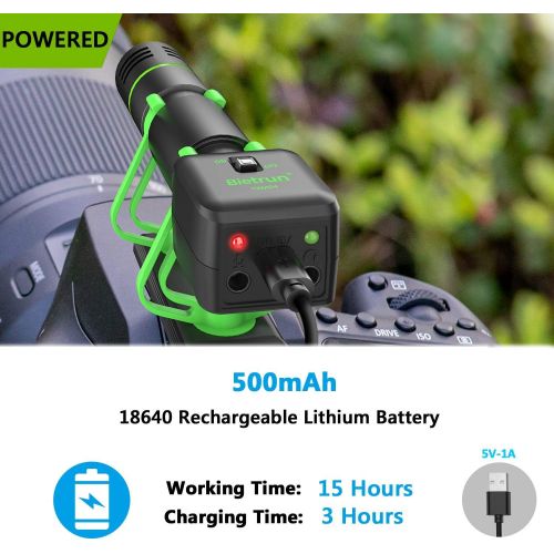  Bietrun Camera Shotgun Video Recording Microphone for Sony, Nikon, Canon DSLR Camera＆iPhone, Android phone, Rechargeable(Work 10 Hrs), with Windscreen, Tripod, Headphone Out, for Video, In