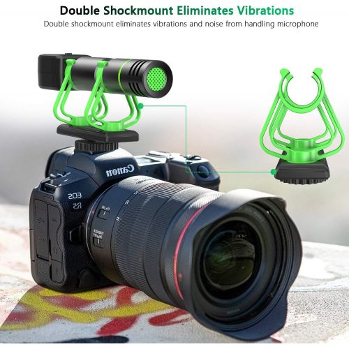  Bietrun Camera Shotgun Video Recording Microphone for Sony, Nikon, Canon DSLR Camera＆iPhone, Android Phone, Rechargeable(Work 10 Hrs), with Windscreen, Tripod, Headphone Out, for Video, In