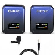 Bietrun DSLR Wireless Microphone, Portable UHF Wireless Lavalier Microphone System Compatible with iPhone/DSLR Camera/Android phone/Camcorder for Video Recording Youtube Vlogging T