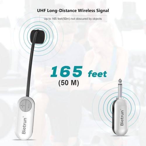  [아마존베스트]Bietrun Wireless Microphone Headset, New Upgrade Uhf Wireless Mic System, 165ft Range, 1/4&1/8 Plug, Head Mounted Handheld 2 In 1, For Iphone, Ipad, Android, Desktop, Camera, Speaker, Reco