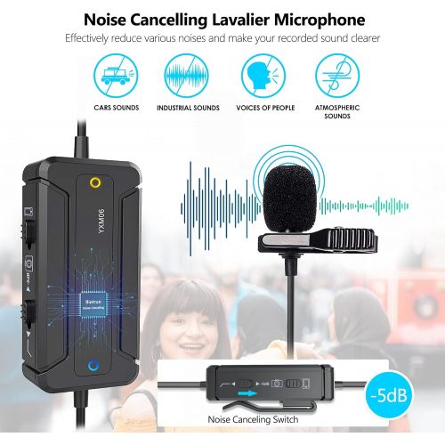  Lapel Microphone for iPhone/Android Phone/DSLR Camera/Pad With Noise Cancelling, Bietrun, Omnidirectional Professional Wired Clip On Lavalier Mic For Interview, Youtube, Tiktok, Re