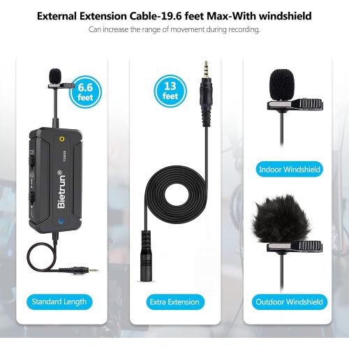  Lapel Microphone for iPhone/Android Phone/DSLR Camera/Pad With Noise Cancelling, Bietrun, Omnidirectional Professional Wired Clip On Lavalier Mic For Interview, Youtube, Tiktok, Re