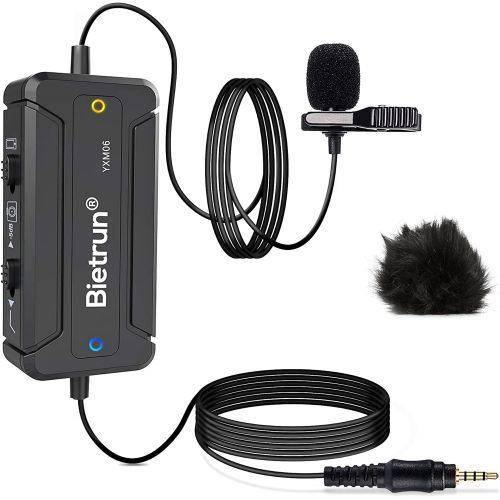  Lapel Microphone for iPhone/Android Phone/DSLR Camera/Pad With Noise Cancelling, Bietrun, Omnidirectional Professional Wired Clip On Lavalier Mic For Interview, Youtube, Tiktok, Re