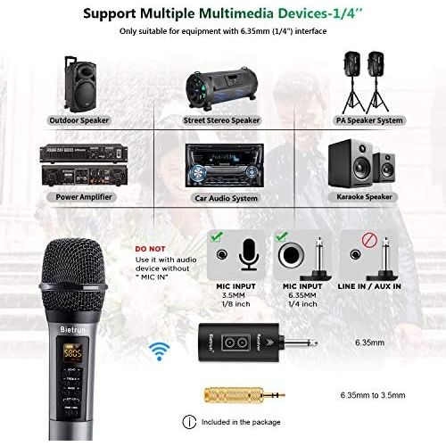  [아마존베스트]Bietrun UHF drahtlos Mikrofon Dual Handmikrofon 30M Funkmikrofonsystem mit Bass/Echo/Treble Soundeffekte Bluetooth zu Musik abspielen 6,35mm/3,5mm Mischpult Verstarker Karaoke Gesa