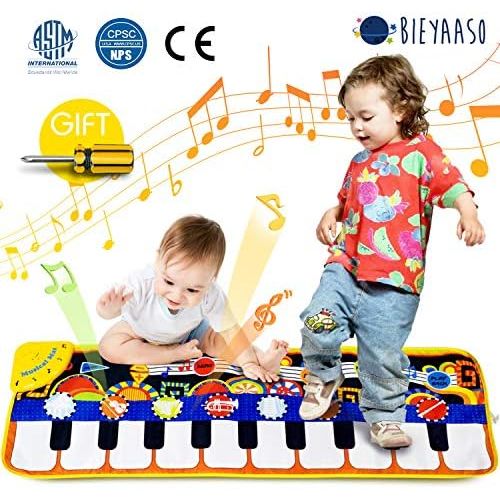  [아마존베스트]Papaw-M Musical Piano Mat 19 Keys Piano Keyboard Play Mat Safety Kids Early Education Music Toys Music Mat Build-in Speaker & Recording Music Dance Mat Surprised Gift for Girls & B