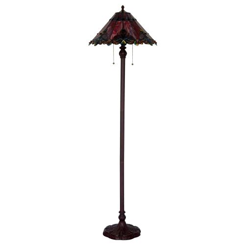  Bieye L10242 17-inch Baroque Tiffany Style Stained Glass Floor Lamp with Metal Base, 65-inch Tall (Red)