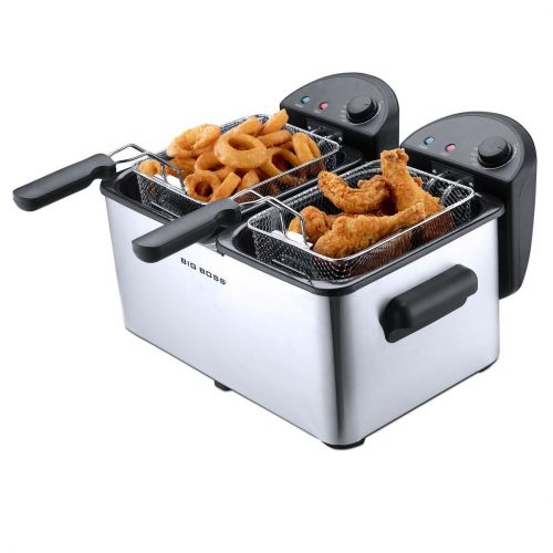  Big Boss Dual Deep Fryer 1500 Watts, 3-quart Per Fryer