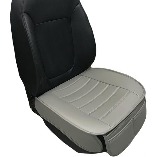  [아마존 핫딜] [아마존핫딜]Big Ant Edge Wrapping 2pc Car Front Seat Cushion Cover Pad Mat for Auto Supplies Office Chair with PU Leather(Grey)