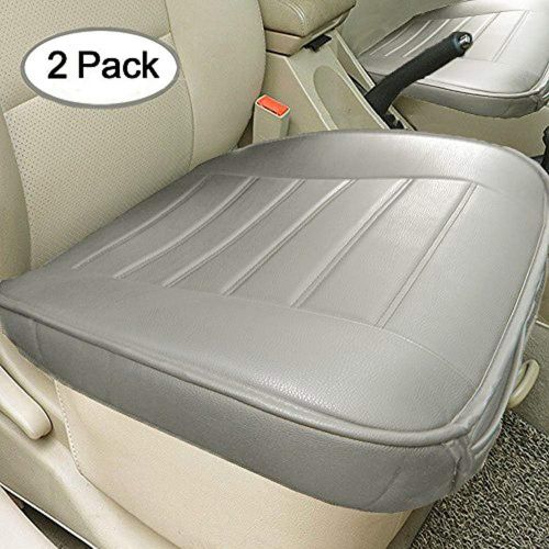  [아마존 핫딜] [아마존핫딜]Big Ant Edge Wrapping 2pc Car Front Seat Cushion Cover Pad Mat for Auto Supplies Office Chair with PU Leather(Grey)