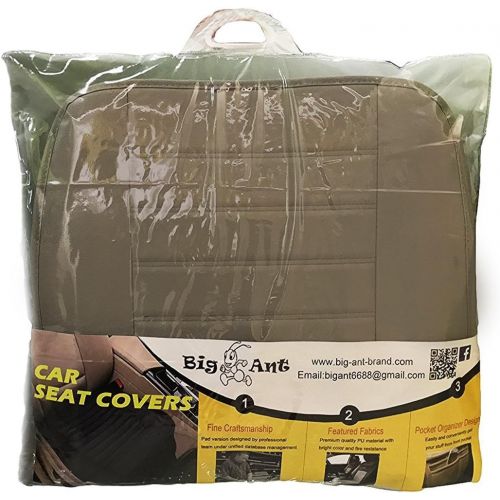  [아마존 핫딜] [아마존핫딜]Big Ant Edge Wrapping 2pc Car Front Seat Cushion Cover Pad Mat for Auto Supplies Office Chair with PU Leather(Grey)