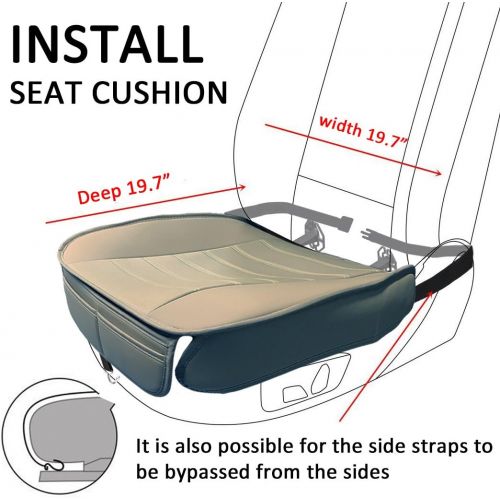  [아마존 핫딜] [아마존핫딜]Big Ant Edge Wrapping 2pc Car Front Seat Cushion Cover Pad Mat for Auto Supplies Office Chair with PU Leather(Grey)