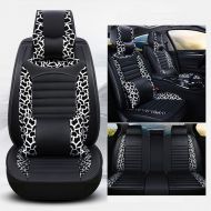 Big FENGWUTANG Car Seat Covers,Universal PU Leather Leopard Print Waterproof Front and Rear 5 Seats Full Set Car Seat Cushion Cover for Most Cars SUV Van