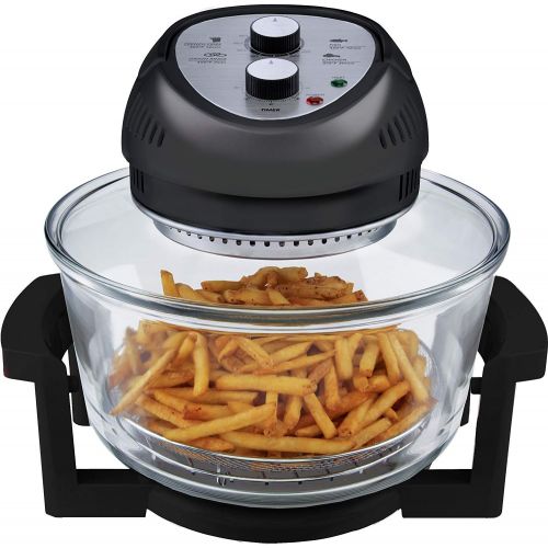  [아마존베스트]Big Boss Oil-less Air Fryer, 16 Quart, 1300W, Easy Operation with Built in Timer, Dishwasher Safe, Includes 50+ Recipe Book - Black