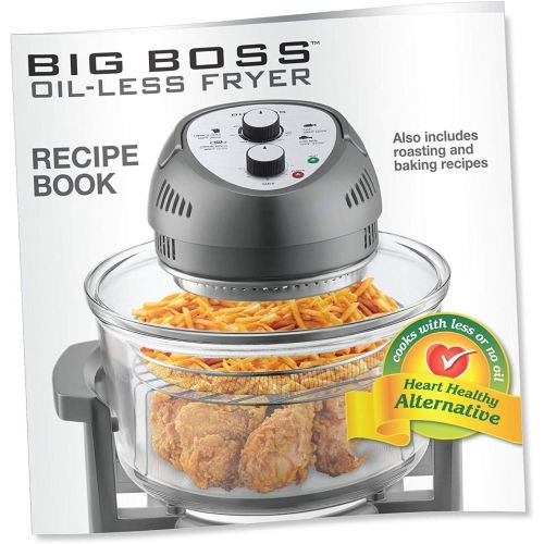  [아마존베스트]Big Boss Oil-less Air Fryer, 16 Quart, 1300W, Easy Operation with Built in Timer, Dishwasher Safe, Includes 50+ Recipe Book - Black