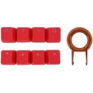 Big Chic Tai-Hao Rubber Gaming Backlit Keycaps Set - 8 Keys Rubberized DoubleShot Key Caps for Cherry MX Mechanical Keyboards Compatible OEM Include Key Puller (Red)