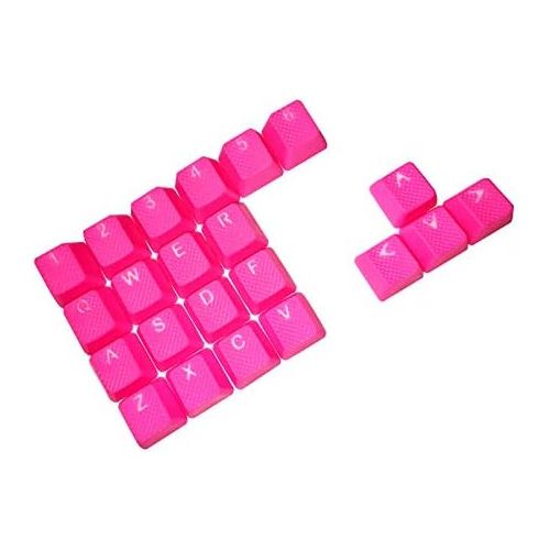  Big Chic Rubber Gaming Backlit Keycaps Set - 22 Keys for Cherry MX Mechanical Keyboards Compatible OEM Include Key Puller (Neon Jelly Pink)